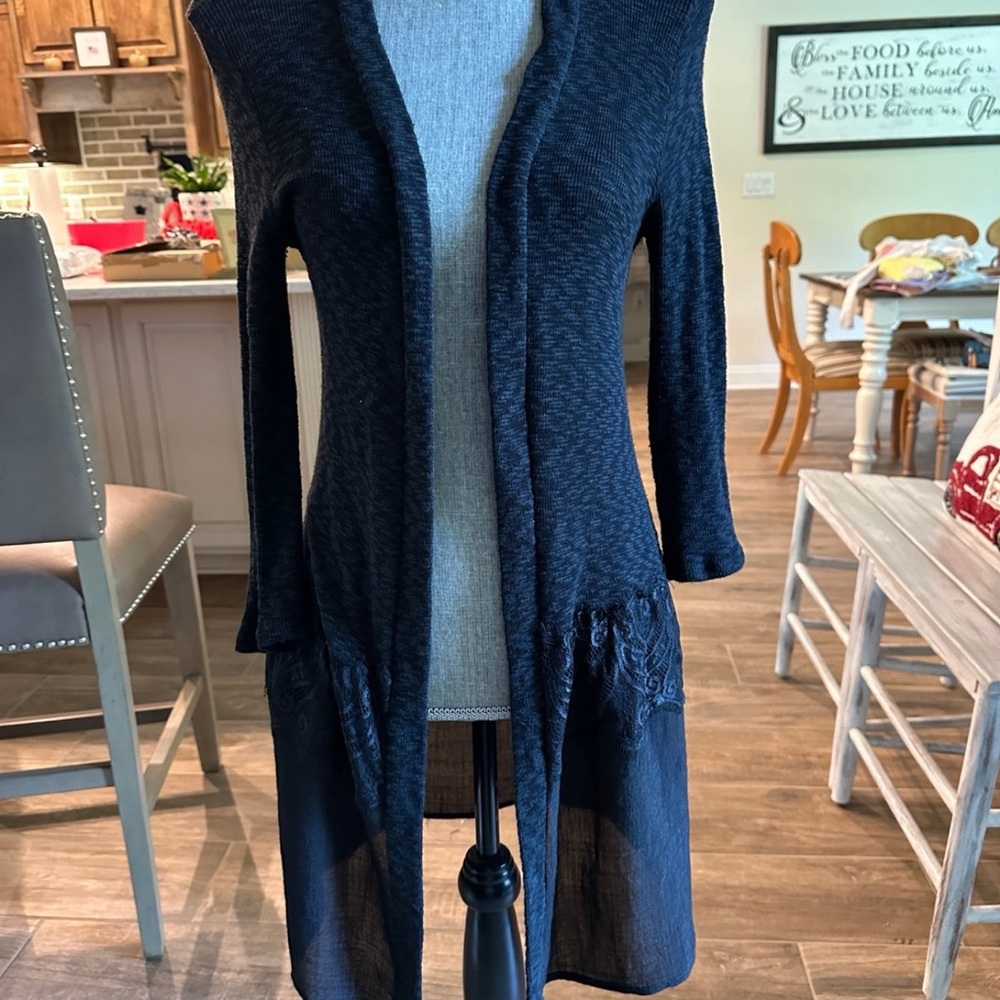 Black Open-Front Cardigan